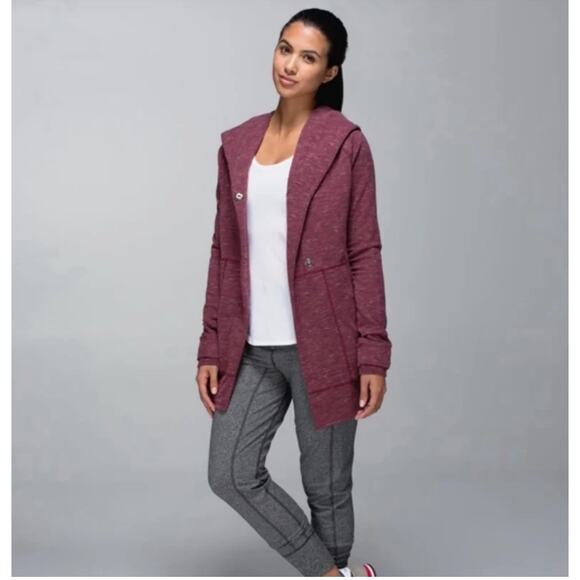 Lululemon Find Your Centre Wrap‎ Hoodie Heathered Marled Rust Berry Size 2 - Picture 1 of 10